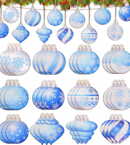HOWAF 36pcs Wooden Snowflake Ball Ornaments Xmas Tree Decorations