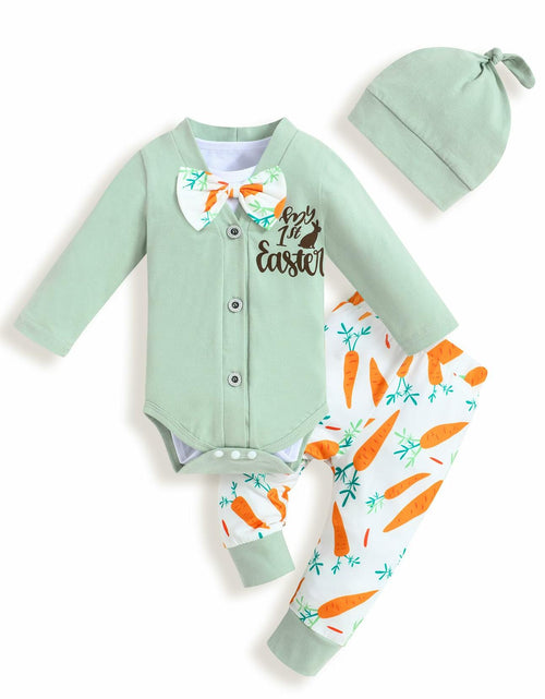 Load image into Gallery viewer, FoWear Baby Boy Easter Outfit Romper &amp; Carrot Print Pants 4PCS Size 3-6M
