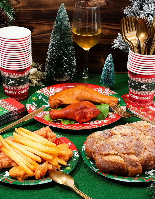 Load image into Gallery viewer, Yaomiao 180 Pcs Xmas Ugly Sweater Party Supplies Set Vintage Plates Cups Napkins

