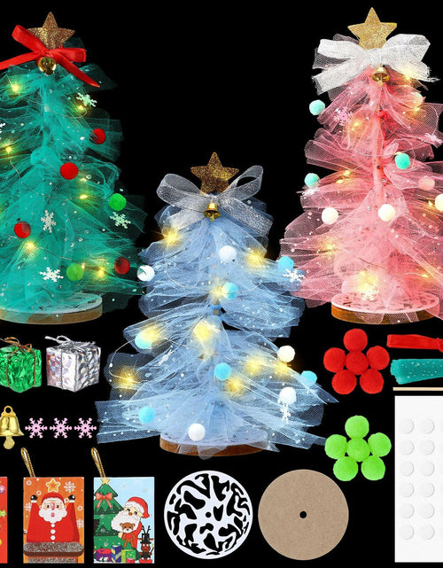 Load image into Gallery viewer, Hungdao 3 Set DIY 12 Inch Tulle Christmas Tree Craft Kit with Light
