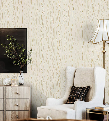Dimoon Grasscloth Peel Stick Wallpaper 78.7x17.3in Blue Golden Linen Texture