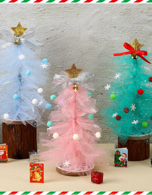 Load image into Gallery viewer, Hungdao 3 Set DIY 12 Inch Tulle Christmas Tree Craft Kit with Light
