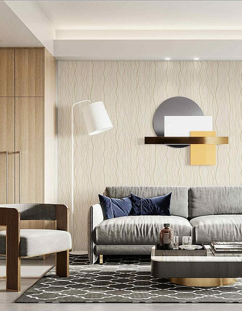 Load image into Gallery viewer, Dimoon Grasscloth Peel Stick Wallpaper 78.7x17.3in Blue Golden Linen Texture
