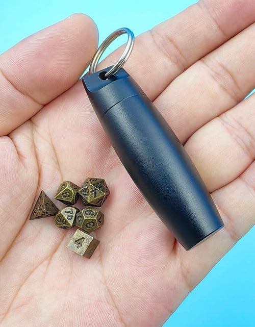 Load image into Gallery viewer, SIMXEHAY Mini Metal DND Dice Set Stainless Steel Case Antique Bronze Black
