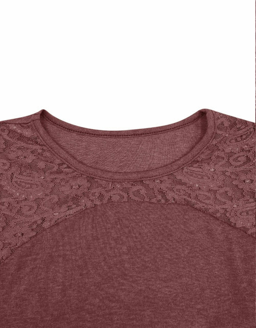 Load image into Gallery viewer, Uincloset Women's Long Sleeve Lace Crochet Tunic Blouse Wine Red Size XXL
