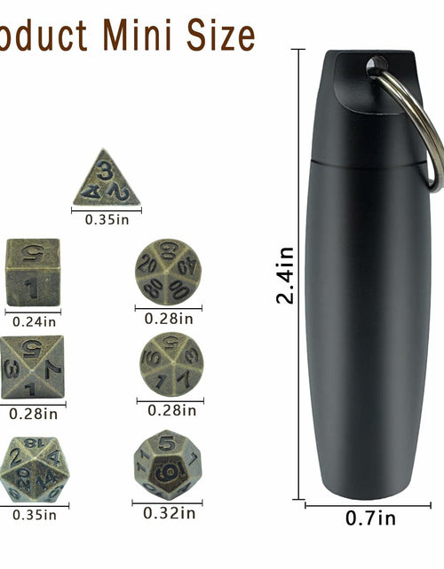 Load image into Gallery viewer, SIMXEHAY Mini Metal DND Dice Set Stainless Steel Case Antique Bronze Black

