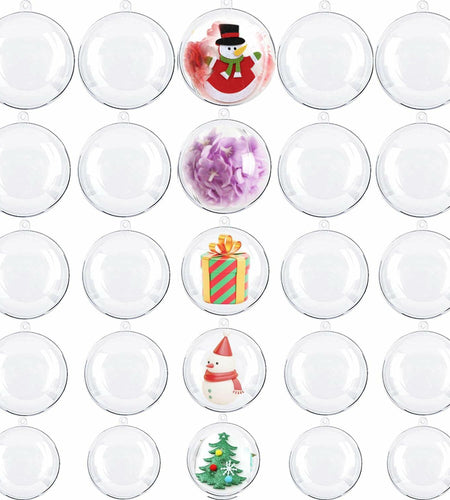 [Like New] Ranchbtn Clear Plastic Fillable Ornaments 25 Pcs 5 Sizes Transparent DIY