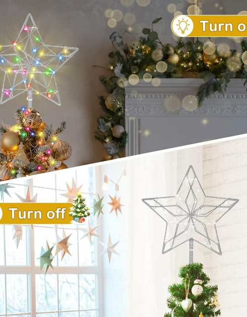 Load image into Gallery viewer, [Like New] Christmas Tree Topper 50 LED Light Silver Star Remote Control Xmas Decor
