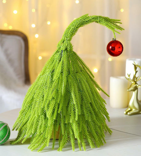 Civaner 18 Inch Lime Green Mini Artificial Christmas Tree with Red Ball