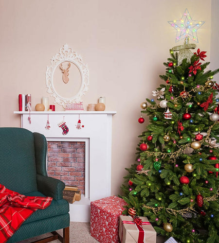 [Like New] Christmas Tree Topper 50 LED Light Silver Star Remote Control Xmas Decor