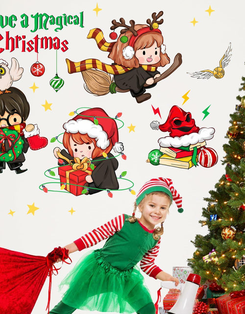 Load image into Gallery viewer, Mfault Magical Christmas Wall Decals Stickers Xmas Wizard Owl Decor
