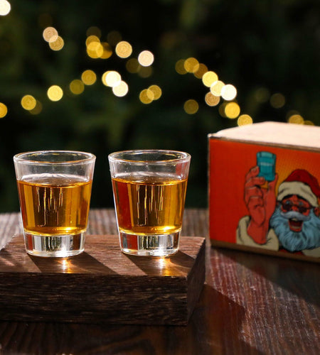 Roshtia Christmas Whiskey Gift Set 2 Clear Shot Glasses 1.5 oz