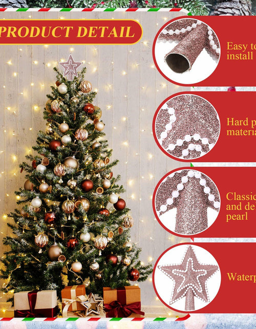 Load image into Gallery viewer, [Like New] Hollowfly Glitter Mini Star Christmas Tree Topper Rose Gold 4 Inch
