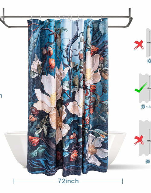 Load image into Gallery viewer, WOHEWREY Floral Waterproof Shower Curtain Green 72x72 Inch with 12 Hooks

