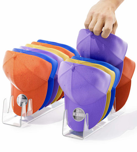 [Like New] BOMALLY Acrylic Hat Stand Organizer Clear 2 Pack Holds 14 Baseball Caps