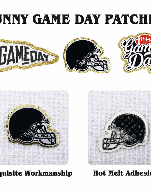 Load image into Gallery viewer, Tmtains 6Pcs Game Day Embroidered Iron-On Patches Football Helmets Black
