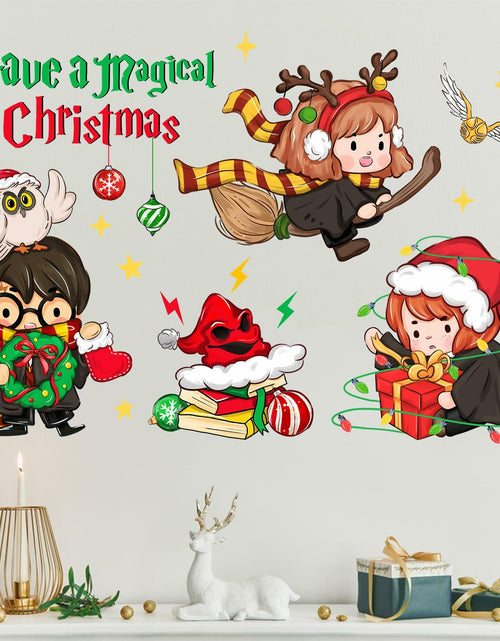 Load image into Gallery viewer, Mfault Magical Christmas Wall Decals Stickers Xmas Wizard Owl Decor
