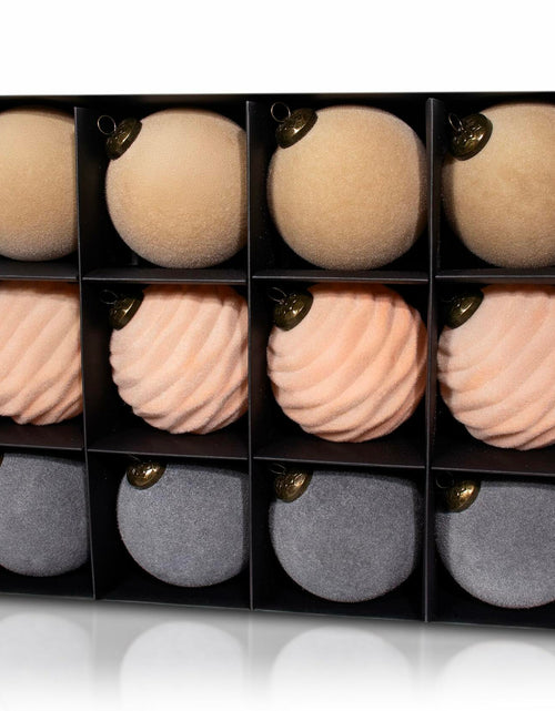 Load image into Gallery viewer, [Like New] 12PCS Velvet Christmas Ball Ornaments 3.15" Handmade Flocked Shatterproof Set

