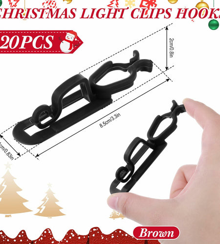 Blulu 25 Pcs Light Clips Hooks Gutter Clips for C9 C7 C6 Roof Black