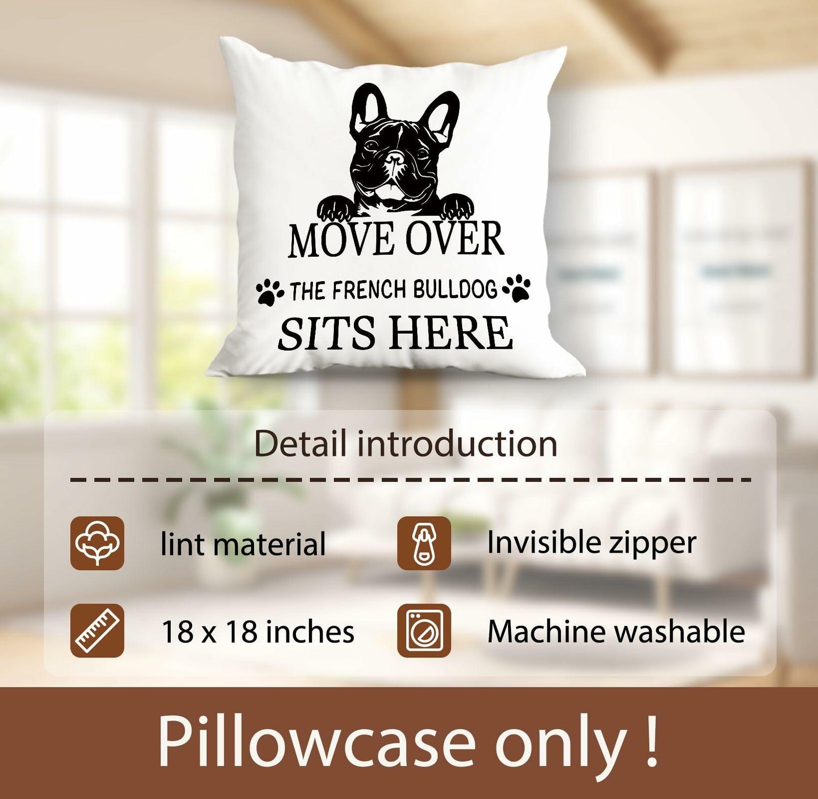 Huester French Bulldog Pillow Covers Dog Decor Gifts 18x18