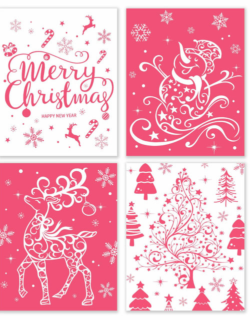 Load image into Gallery viewer, BESERH Pink Christmas Wall Decor Santa Reindeer Bells 8x10in Set of 4
