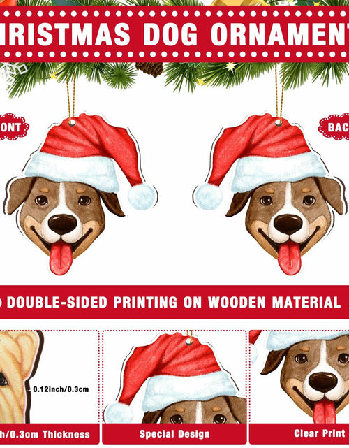 Load image into Gallery viewer, Thyle 24 Pc Dog Christmas Ornaments Wood Puppy Hanging Gold Rope Xmas
