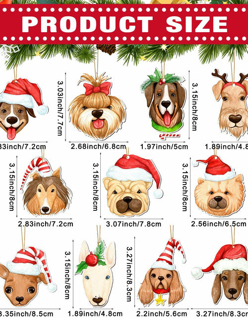 Load image into Gallery viewer, Thyle 24 Pc Dog Christmas Ornaments Wood Puppy Hanging Gold Rope Xmas
