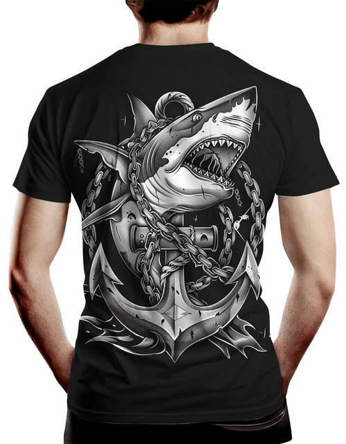 Load image into Gallery viewer, Faiwvhe Men's Creative Shark Graphic T-Shirt Black 2XL Size 2XL
