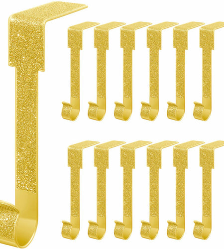 Tandefio 12 Pack Glitter Christmas Stocking Holder Hangers Gold Mantel Hooks