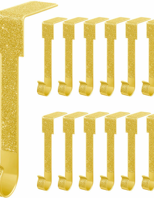 Load image into Gallery viewer, Tandefio 12 Pack Glitter Christmas Stocking Holder Hangers Gold Mantel Hooks
