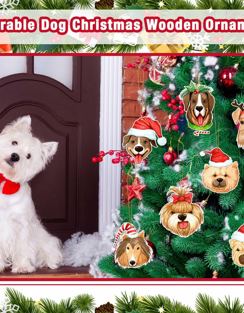 Load image into Gallery viewer, Thyle 24 Pc Dog Christmas Ornaments Wood Puppy Hanging Gold Rope Xmas
