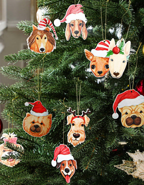 Load image into Gallery viewer, Thyle 24 Pc Dog Christmas Ornaments Wood Puppy Hanging Gold Rope Xmas
