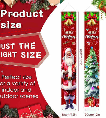 Vintage Christmas Santa Door Cover Banner 71x12in Indoor Outdoor