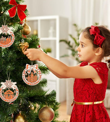 Wooden Christmas Tree Ornaments Hanging Decorations Indoor Home Decor