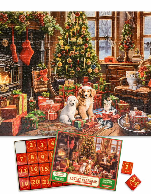 Load image into Gallery viewer, Christmas Advent Calendar 2025 Fireplace Jigsaw Puzzle 1000pc 27.6x19.7in
