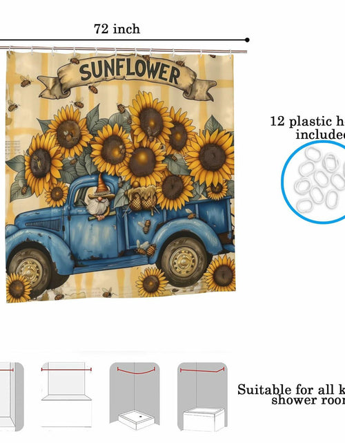 Load image into Gallery viewer, TIPIPARK Sunflower Shower Curtain 72x72 Waterproof Polyester with 12 Hooks
