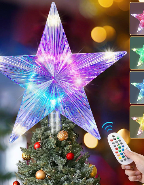 Load image into Gallery viewer, Riakrum Christmas Star Tree Topper Lights 9.5in USB Remote Multicolor 2pcs
