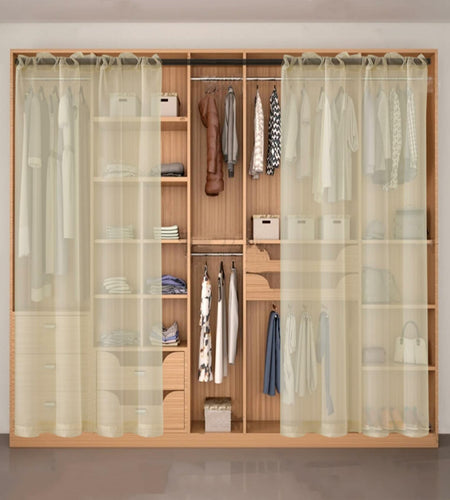 AZRMT Long Sheer Curtains 37x120in Rod Pocket Light Filtering Beige 2 Panels