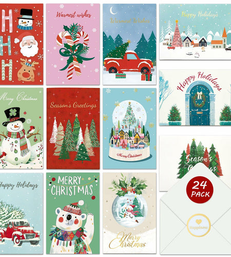 [Like New] STYPOP Christmas Cards 24-Pack 4x6 Assorted Designs with Envelopes