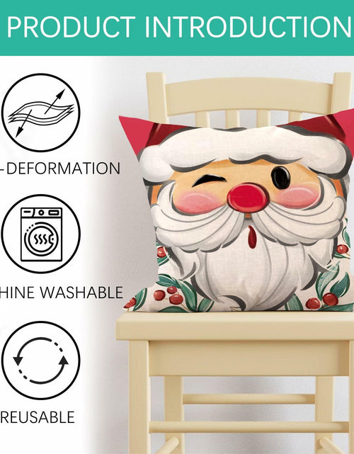 Load image into Gallery viewer, Fjfz Christmas Santa Mrs Claus Throw Pillow Covers 16x16 Green Set of 4
