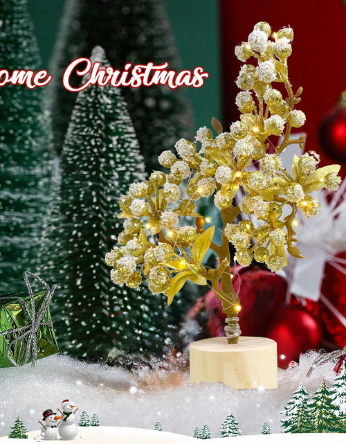 Load image into Gallery viewer, COTOSEY 12" Mini Christmas Red Berries Tree with Light Red Xmas Decor
