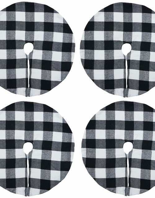 Load image into Gallery viewer, 4 Pack Christmas Tree Skirt 15" Black White Buffalo Plaid Holiday Decor
