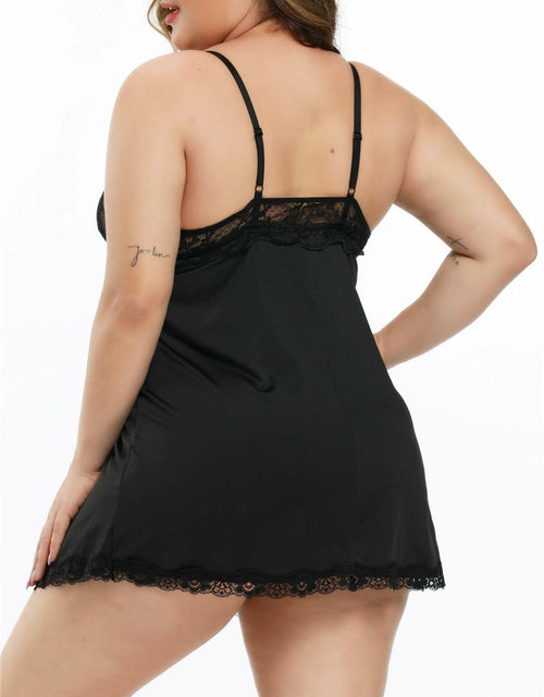 Load image into Gallery viewer, FlatterMe Plus Size Lace Babydoll Chemise V Neck Backless Halter Black Size 4XL

