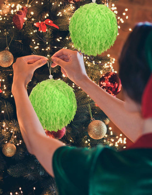 Load image into Gallery viewer, Syhood 2 Pcs Green Furry Large Christmas Ball Ornaments 4.72in
