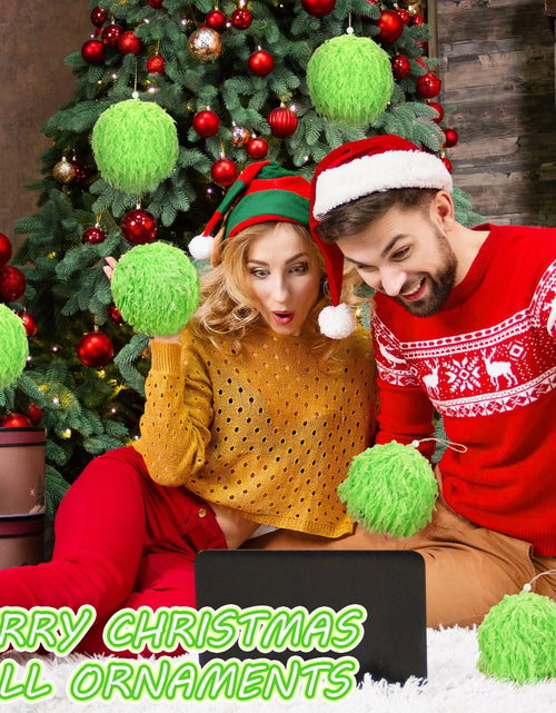 Load image into Gallery viewer, Syhood 2 Pcs Green Furry Large Christmas Ball Ornaments 4.72in
