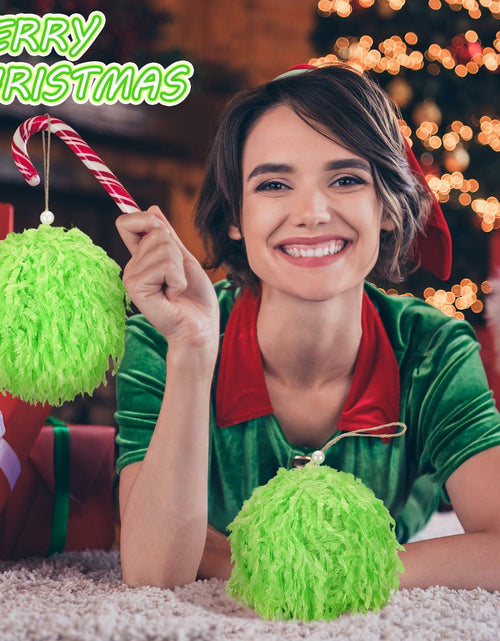 Load image into Gallery viewer, Syhood 2 Pcs Green Furry Large Christmas Ball Ornaments 4.72in
