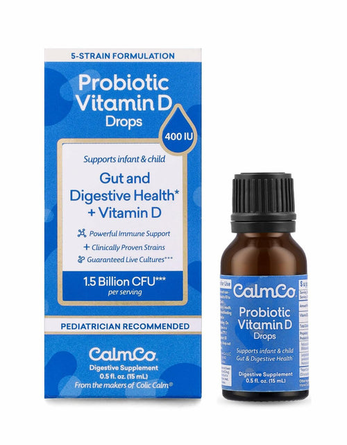 Load image into Gallery viewer, CalmCo Probiotic Vitamin D Drops Infant Child Gut Health Unflavored 15ml 1pc
