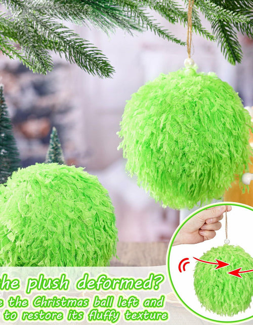 Load image into Gallery viewer, Syhood 2 Pcs Green Furry Large Christmas Ball Ornaments 4.72in
