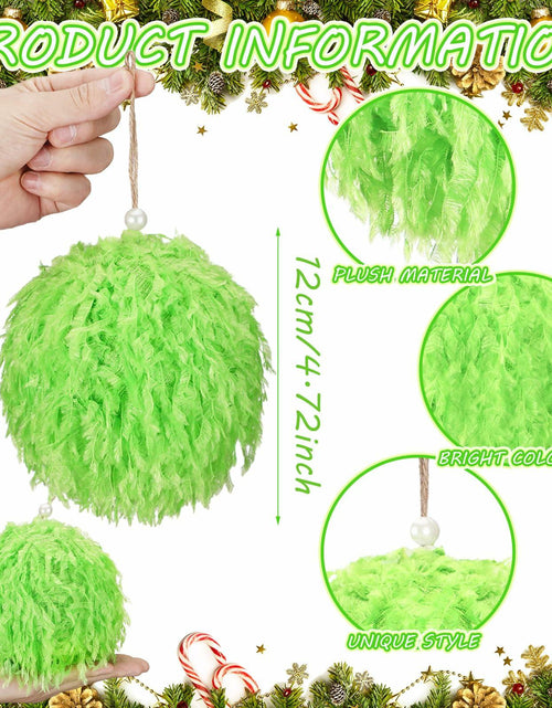 Load image into Gallery viewer, Syhood 2 Pcs Green Furry Large Christmas Ball Ornaments 4.72in
