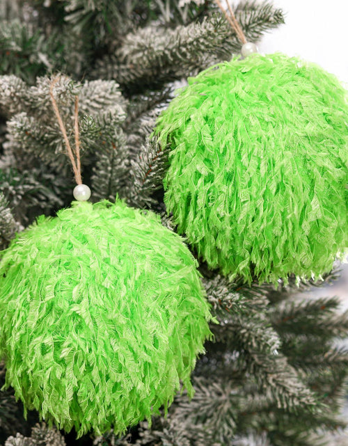 Load image into Gallery viewer, Syhood 2 Pcs Green Furry Large Christmas Ball Ornaments 4.72in
